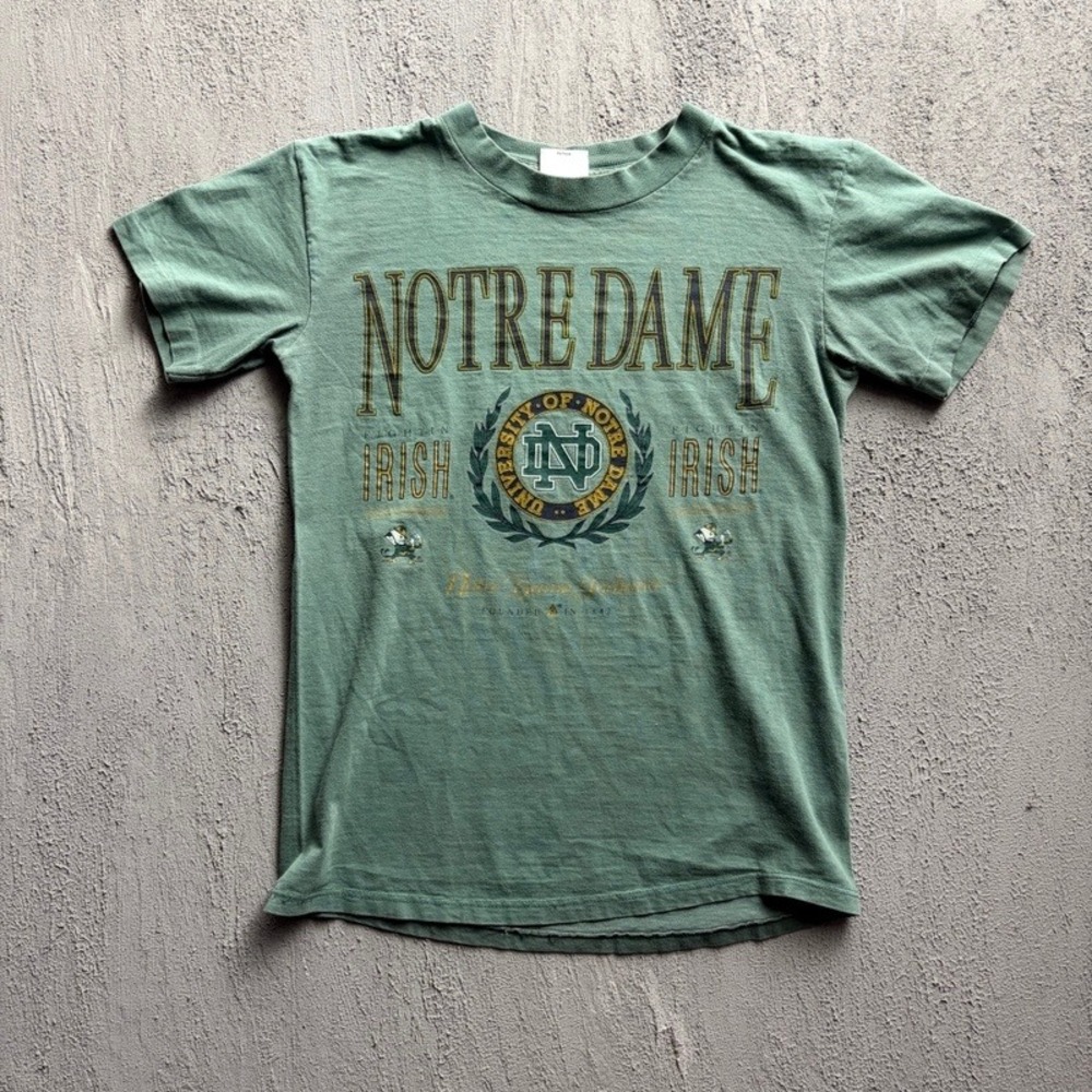 Vintage Notre Dame Shirt Small Green 1090s Fighting Irish NCAA